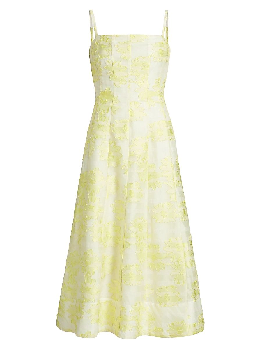 Women's Floral Fil Coupe Cocktail Dress - Yellow - Size 12