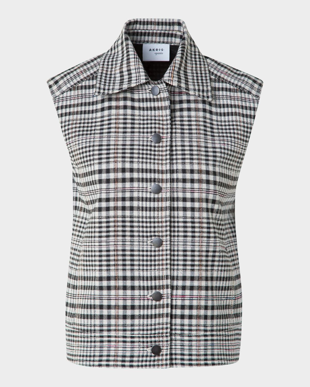 Check Cap Sleeve Cotton-Blend Jacket