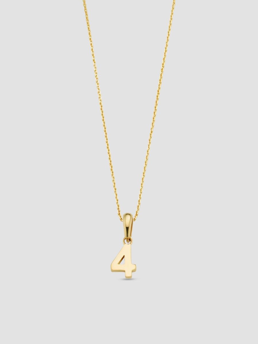 Oradina Women's My Number Pendant Necklace in 14K Yellow Gold - Number 9 Gold - Size 16