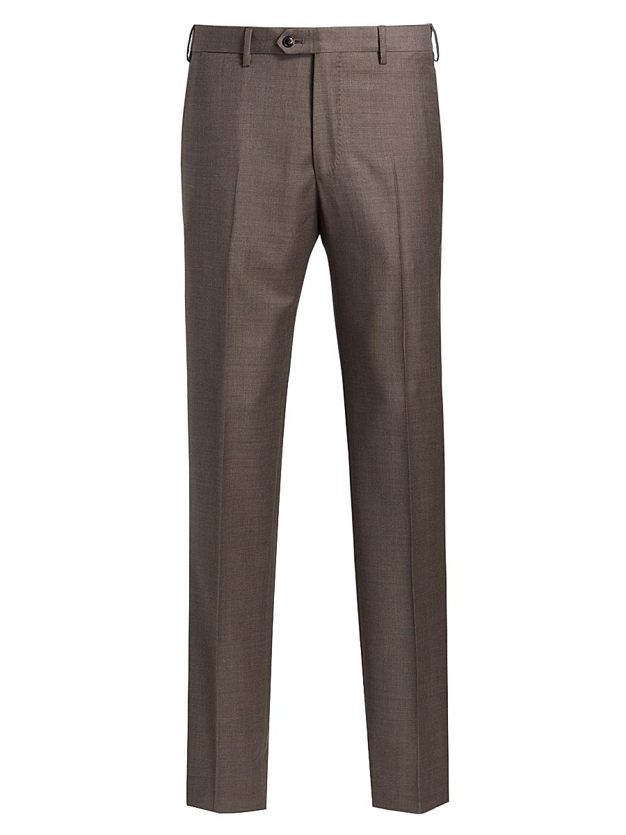 Men's Crease-Front Virgin Wool Trousers - Iron - Size 36