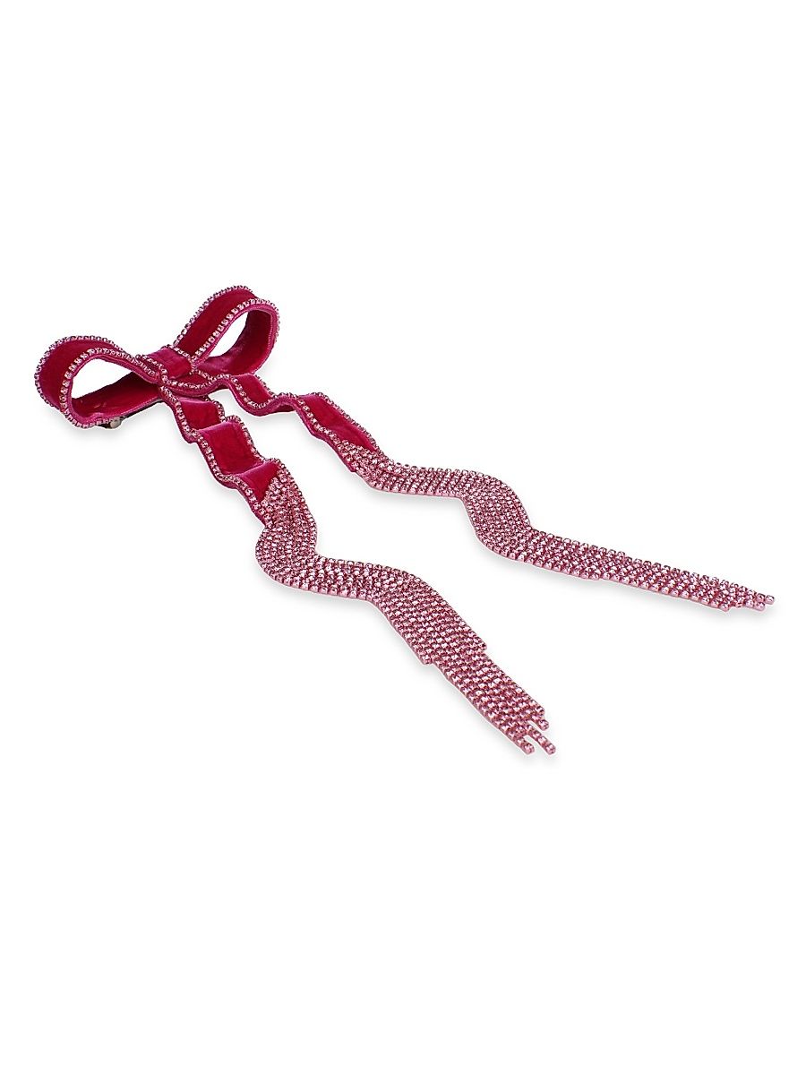 Women's Celebration Velvet & Crystal Bow - Fuchsia