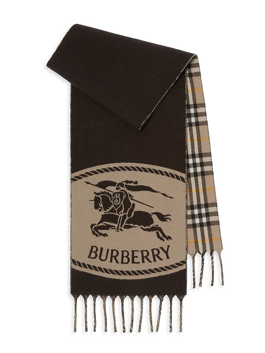 Men's Reversible Logo Checked Cashmere Scarf - Vole