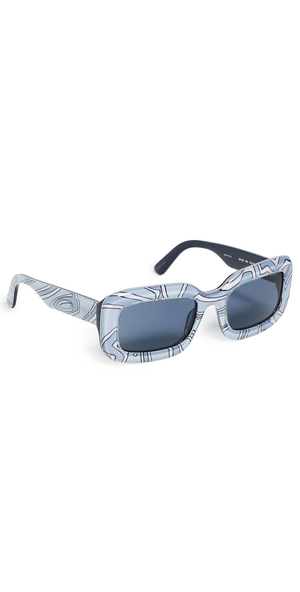 Pucci Square Sunglasses Shiny Blue Labrinto Print One Size