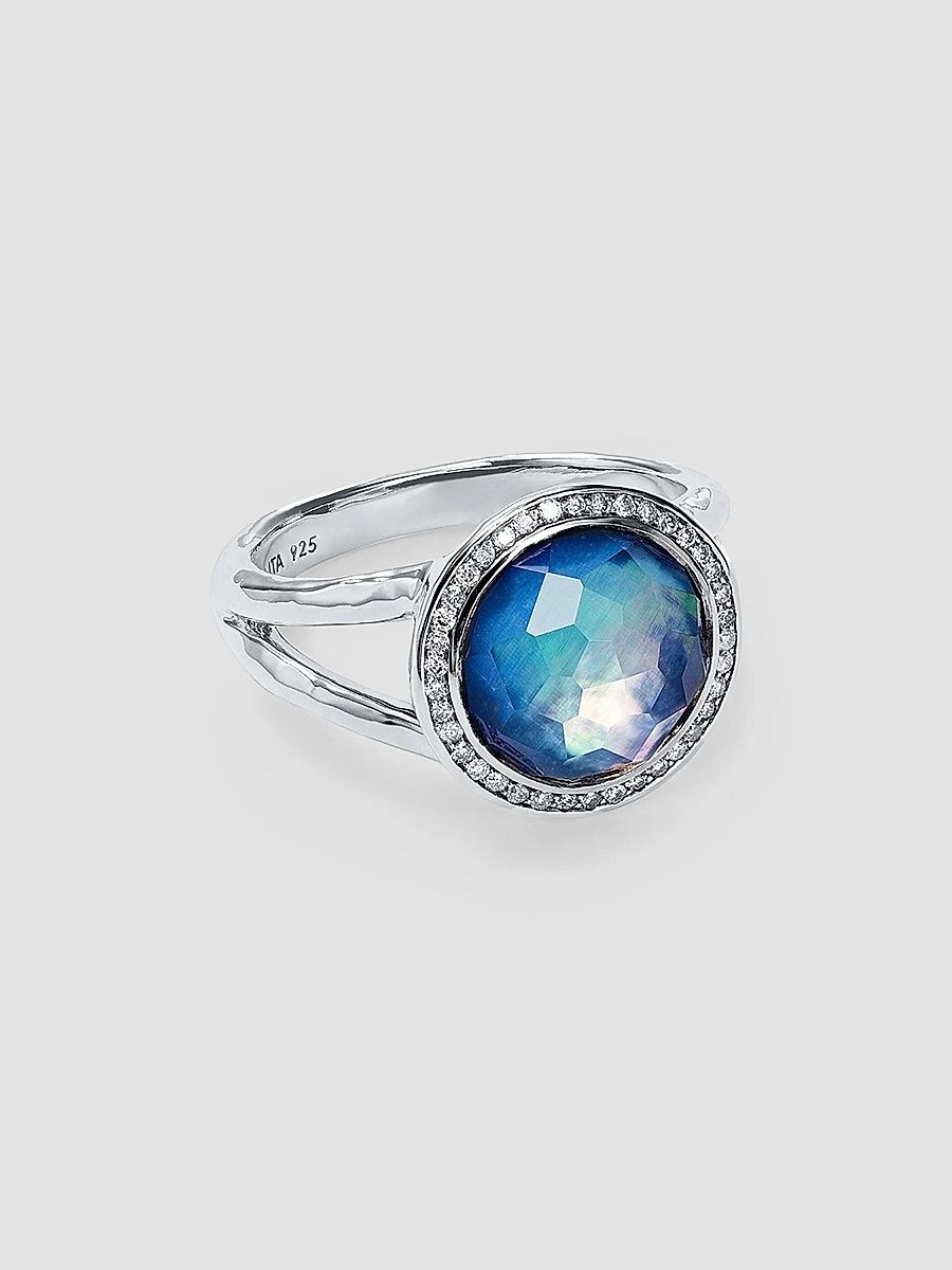 Ippolita Women's 925 Lolli Lollipop Sterling Silver, Diamond, Lapis, Rock Crystal & Mother-Of-Pearl Mini Ring - Silver - Size 6.5