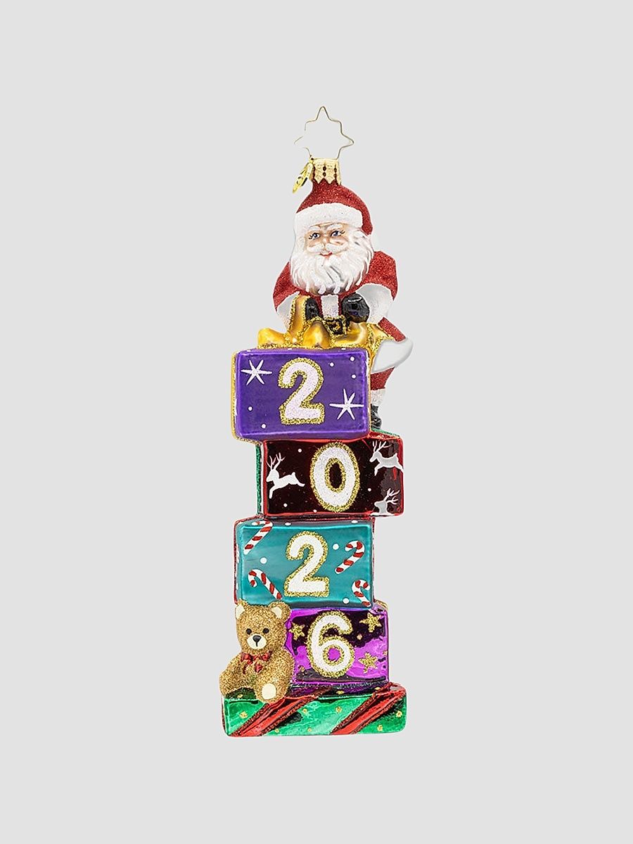 2026 Stacking Up The Years Glass Ornament