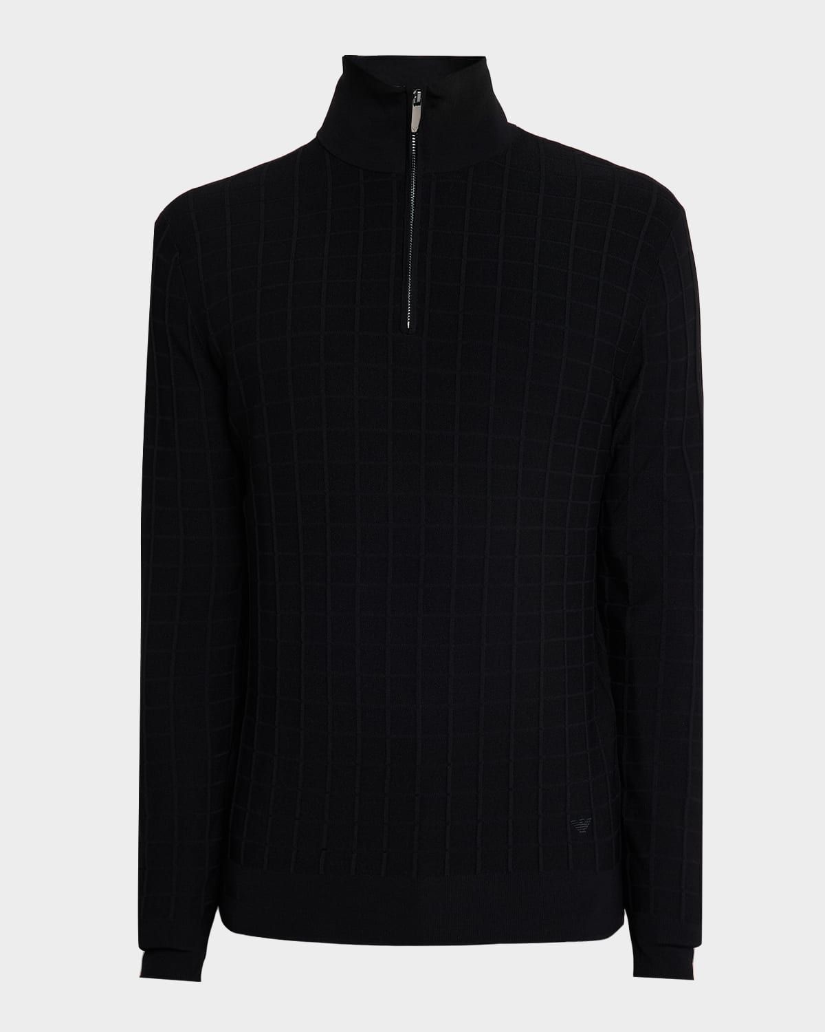Men & apos;s Grid Check Jacquard Quarter-Zip Sweater