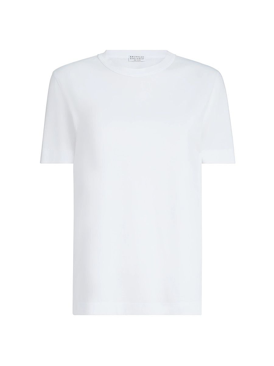 Women's Cotton Jersey T-Shirt with Monili - White - Size XXXXXL