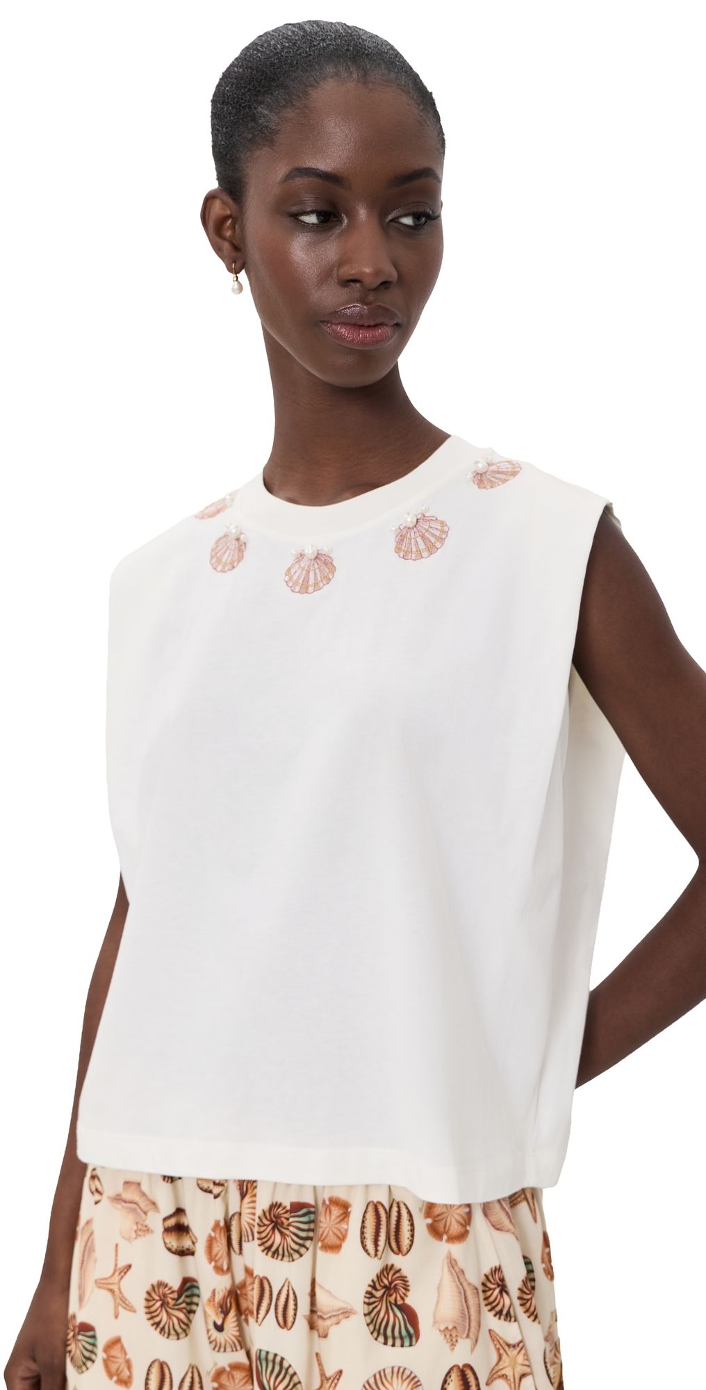 FARM Rio Seashell Embroidered Tee Off-White XL