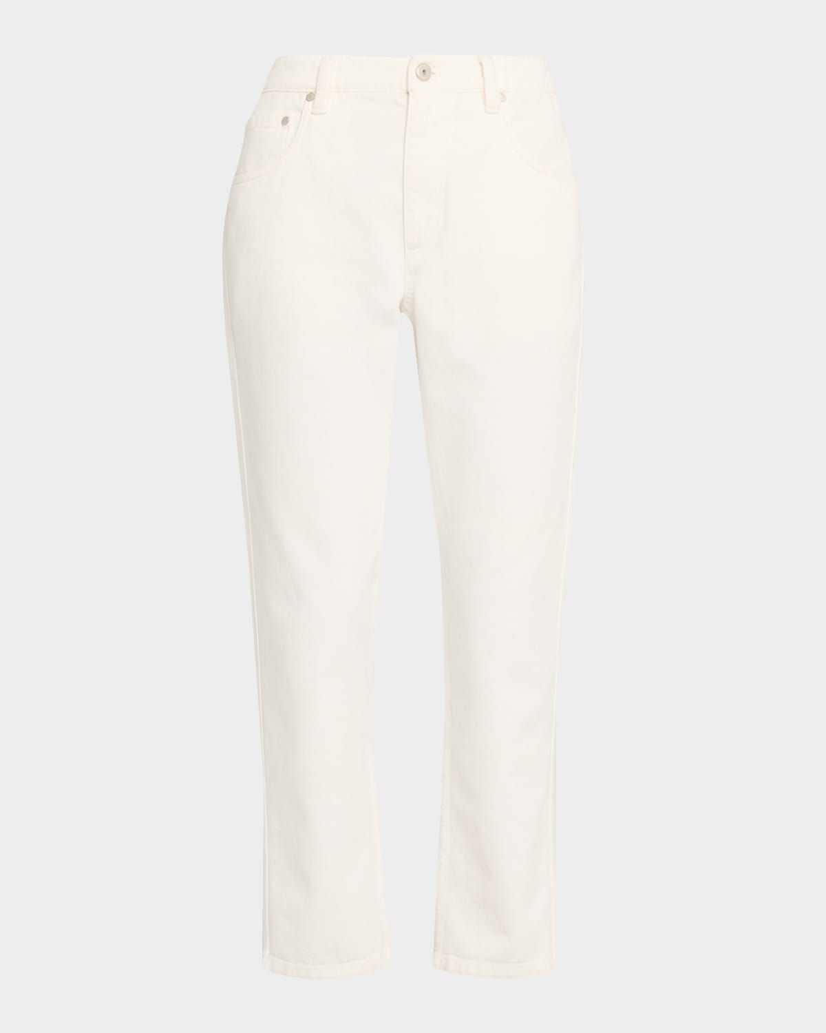 Mid-Rise Cotton Bull Straight-Leg Ankle Jeans