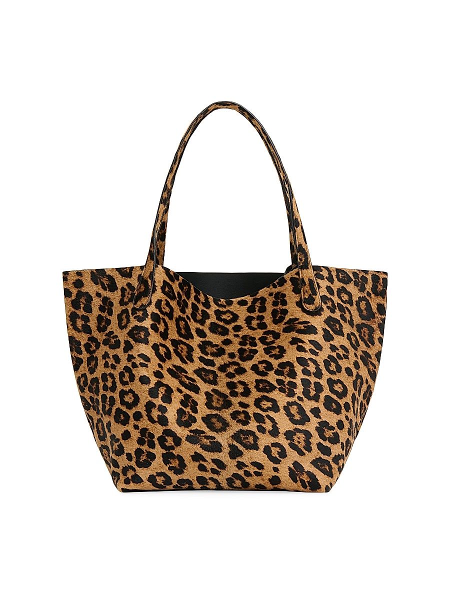 Women's Everyday Soft Leopard-Print Calf Hair Tote Bag - Leopard