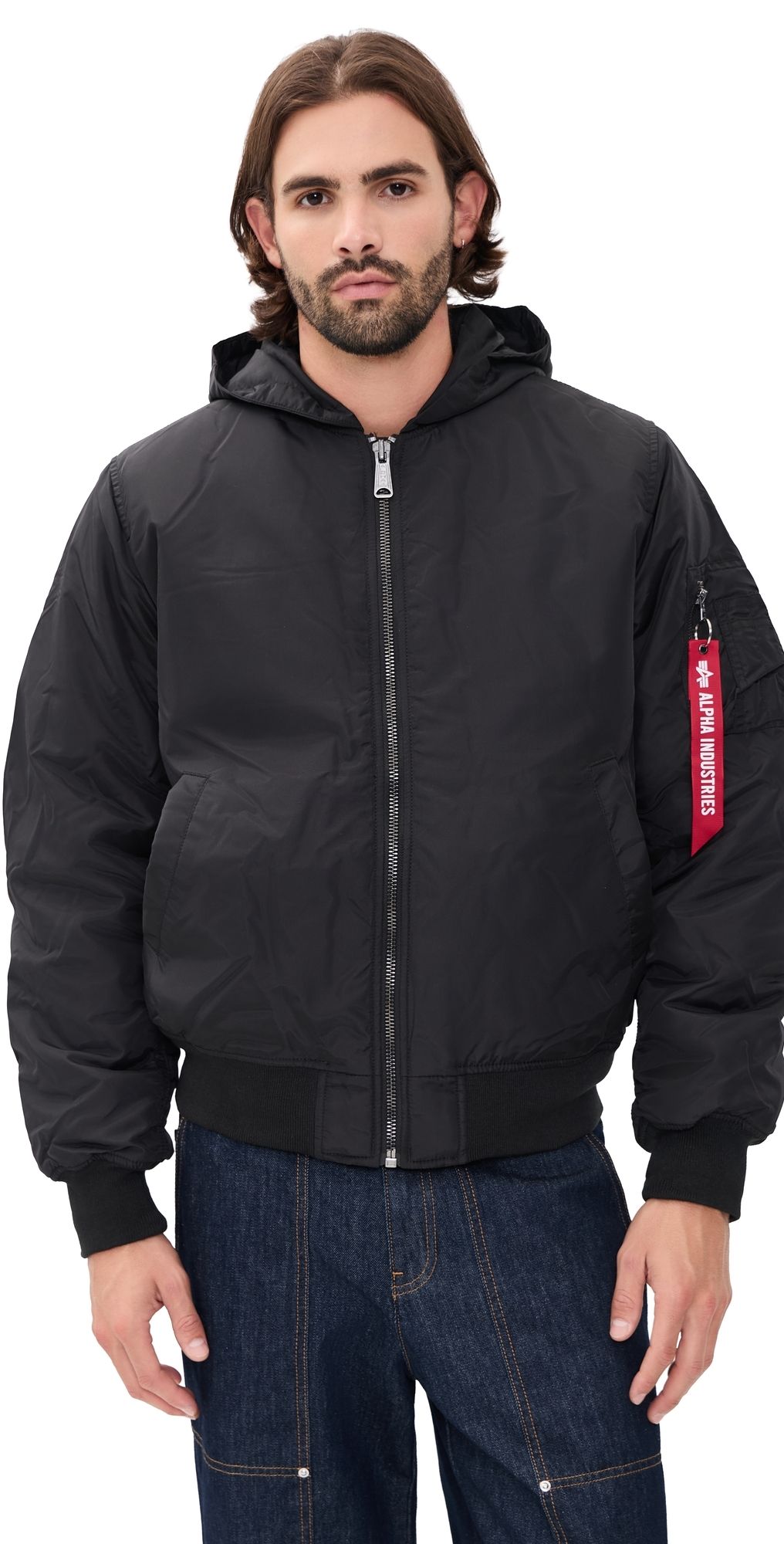 Alpha Industries Oxford Nylon Hooded Relaxed Fit Jacket Black XL