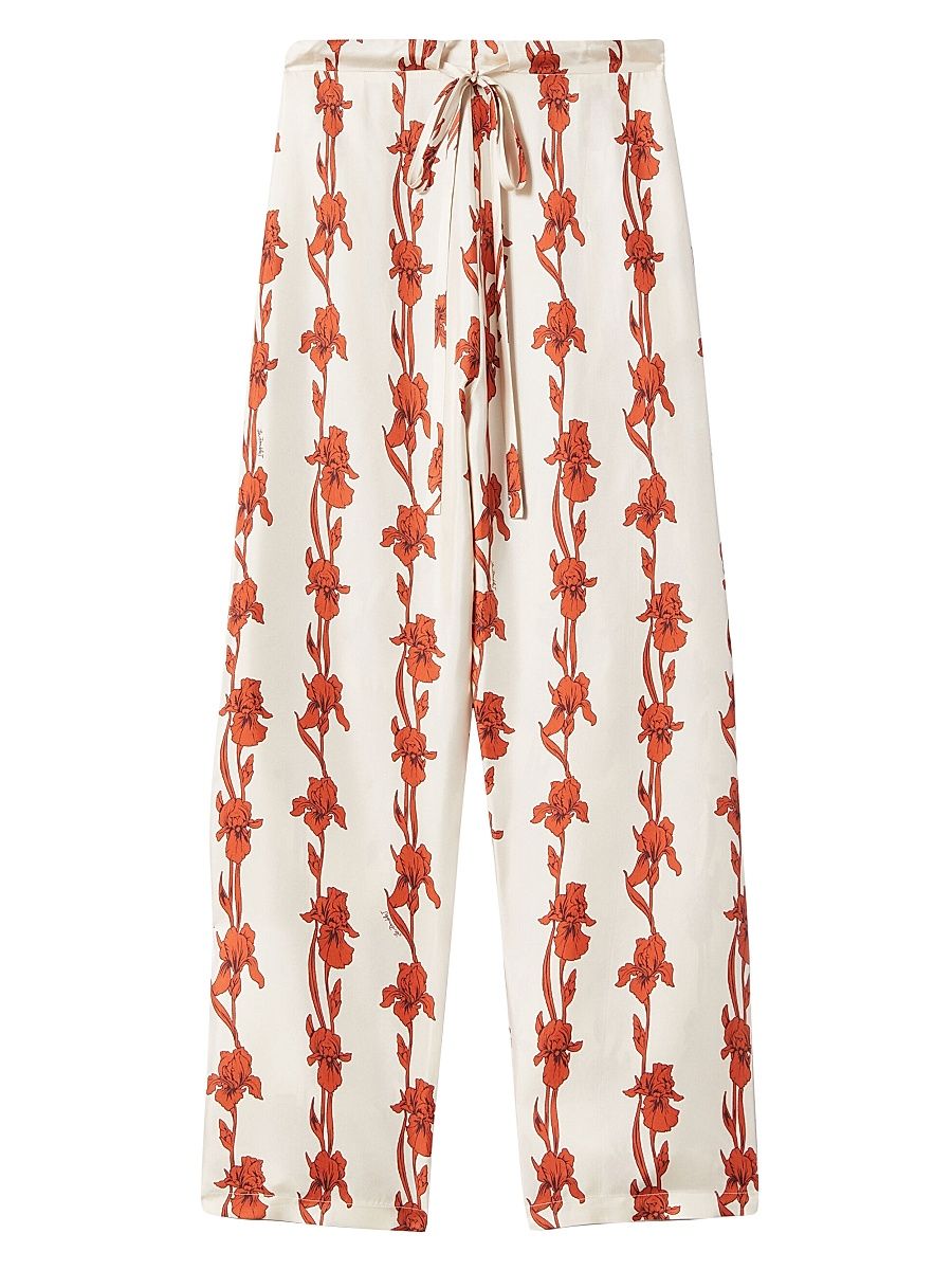 Women's Drawstring Pants - Mini Iris Dark Orange - Size XS