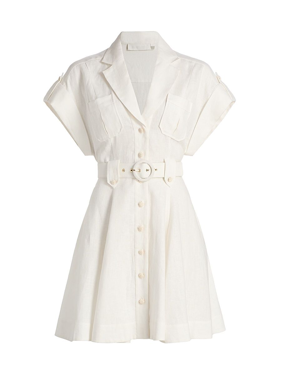 Women's Awaken Linen Mini Shirtdress - Ivory - Size 10