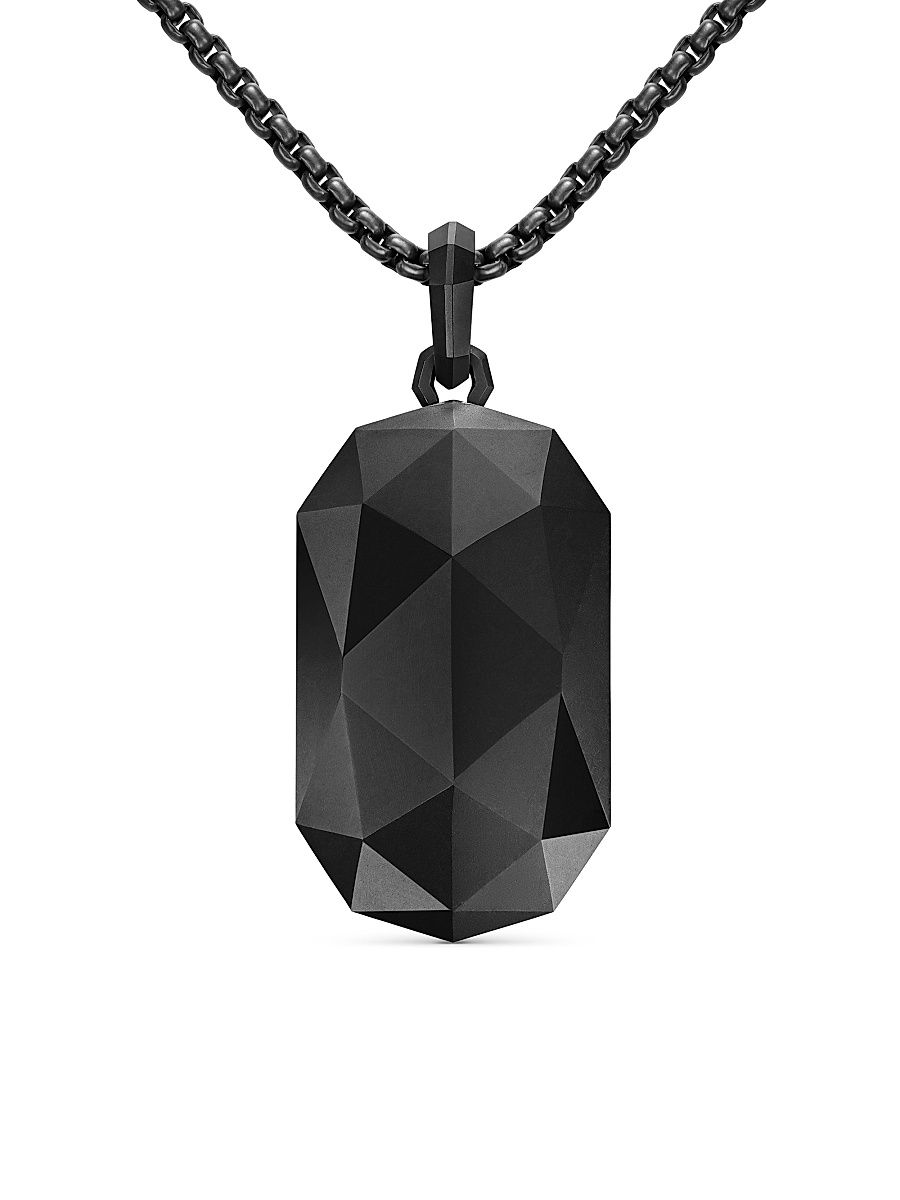 Men's Faceted Amulet in Black Titanium, 36.3MM - Black