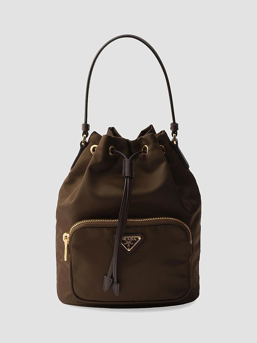 Prada Women's Duet Re-Nylon Bucket Bag - Dark Brown
