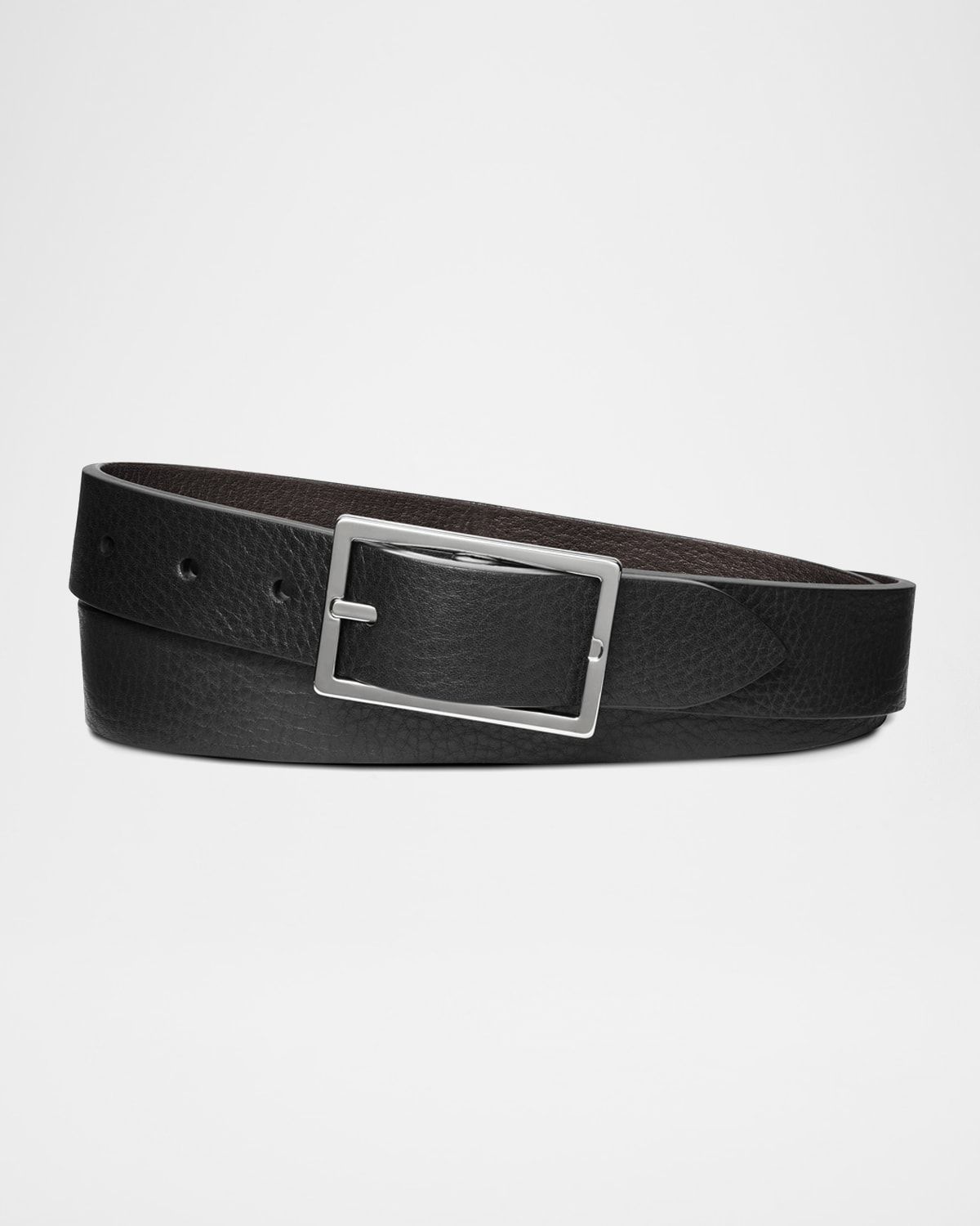 Men & apos;s Reversible Rectangular-Buckle Leather Belt