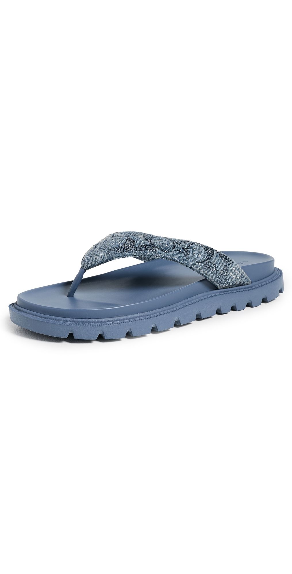 Coach Brynn Thong Sandals Denim Crystals 9