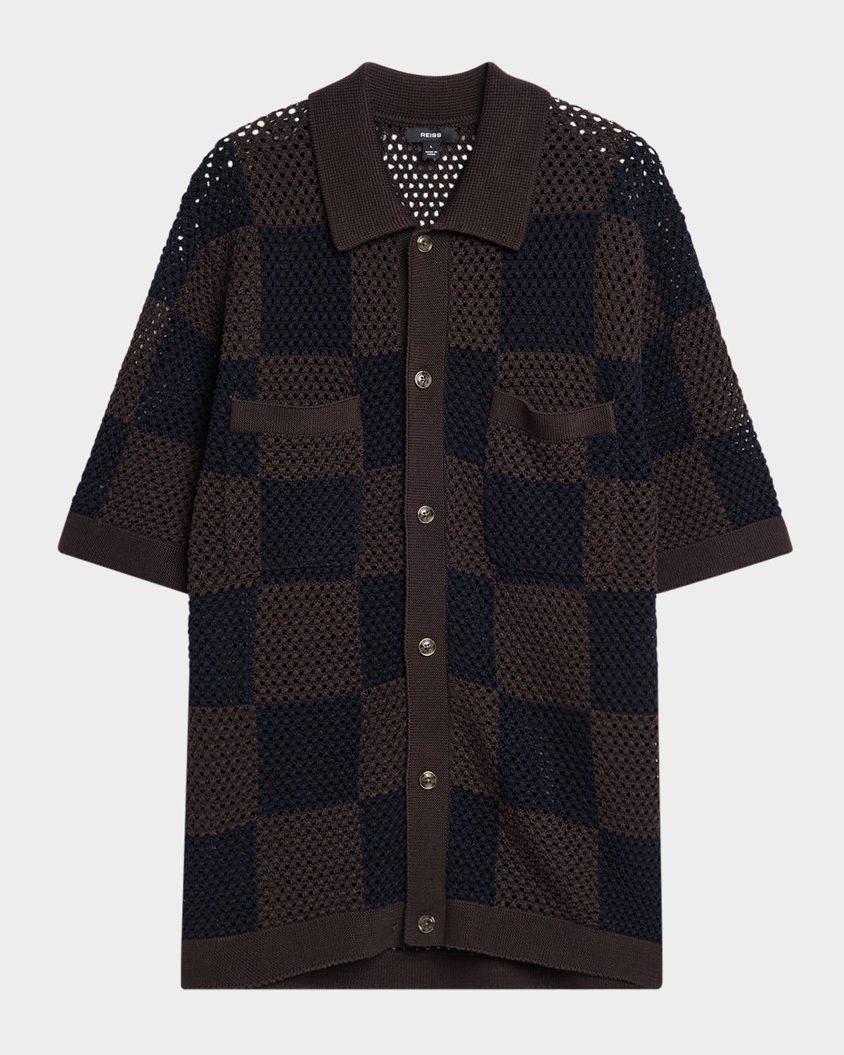 Men & apos;s Alfred Checkered Crochet Short-Sleeve Shirt