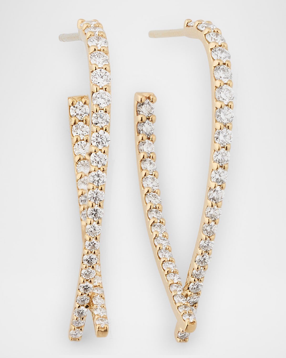 14K Gold Small Flawless Front/Back Upside Down Diamond Hoop Earrings