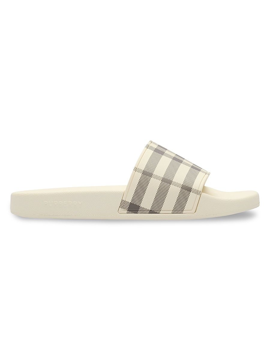 Women's Furley Check Slides - Light Beige Check - Size 11 Sandals